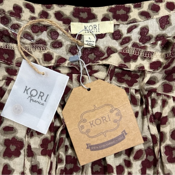 Kori America Boho Floral Peasant Blouse Top | Size L | NWT - Picture 4 of 4